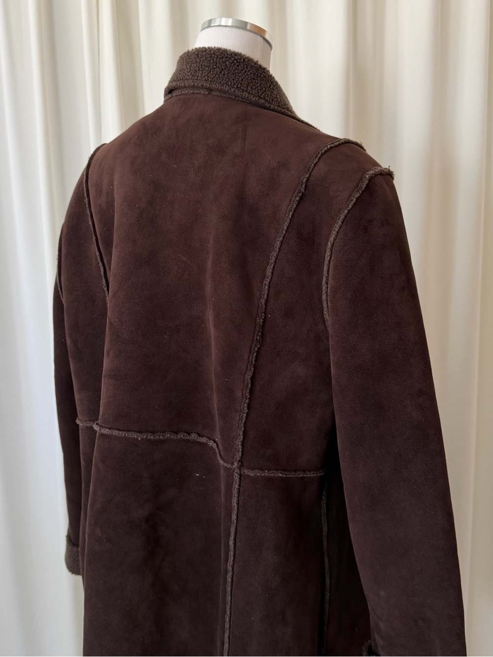 Valerie Stevens Brown Faux Suede & Faux Shearling Long Coat XL. - Picture 11 of 14